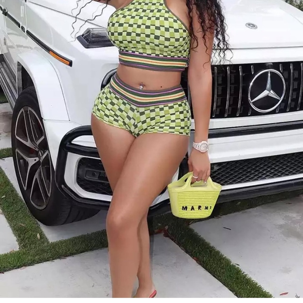 Marni Inspired Lime Checkered Set